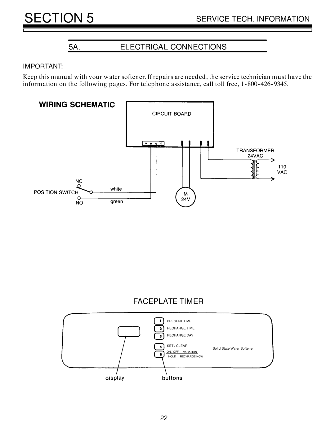 Kenmore 625.348321 owner manual Service TECH. Information 5A. Electrical Connections, Faceplate Timer 