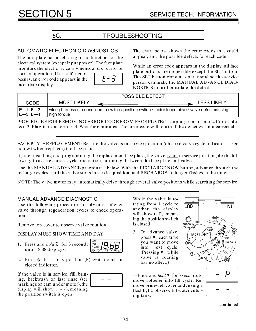 Kenmore 625.348321 owner manual Service TECH. Information 5C.TROUBLESHOOTING, Automatic Electronic Diagnostics 