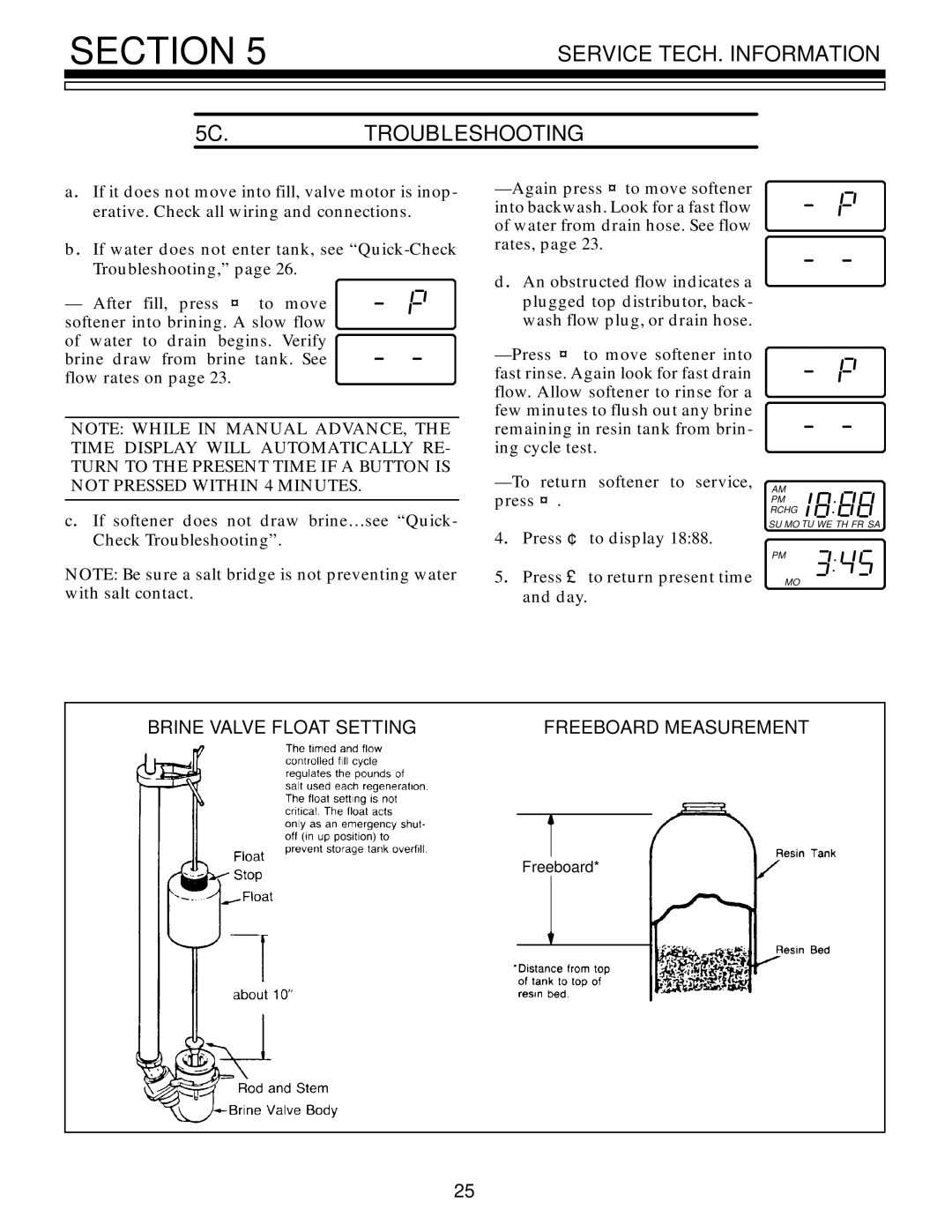 Kenmore 625.348321 owner manual Brine Valve Float Setting Freeboard Measurement 