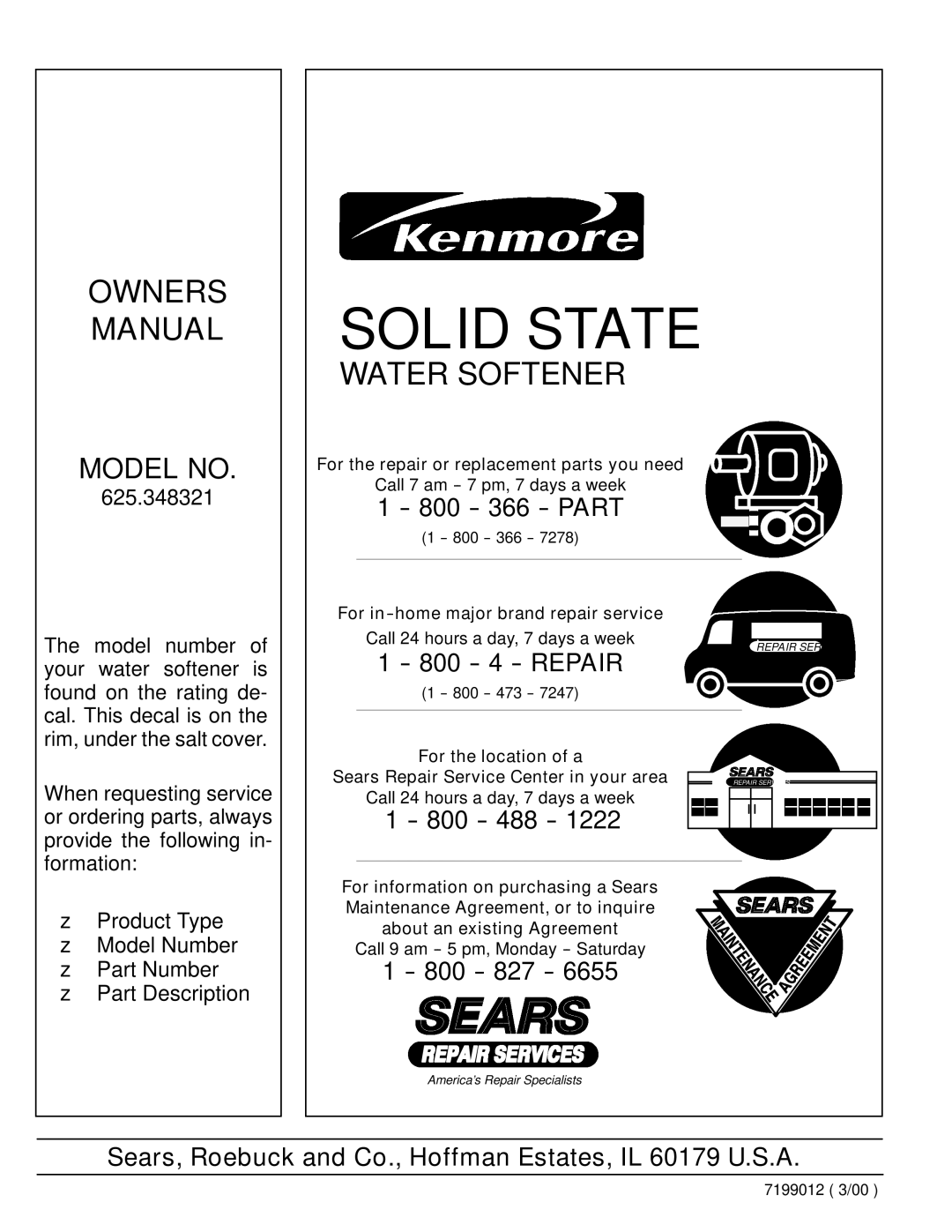 Kenmore 625.348321 owner manual Solid State 