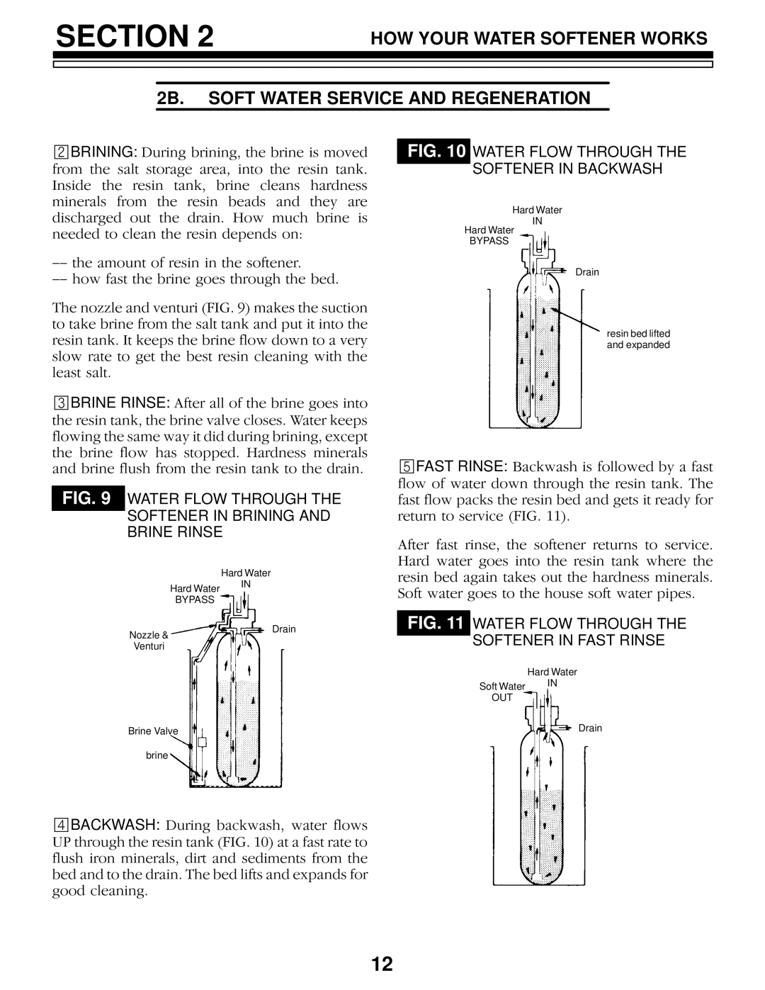 Kenmore 625.3483400, 625.3483500 owner manual Water Flow Through the Softener in Brining and Brine Rinse 