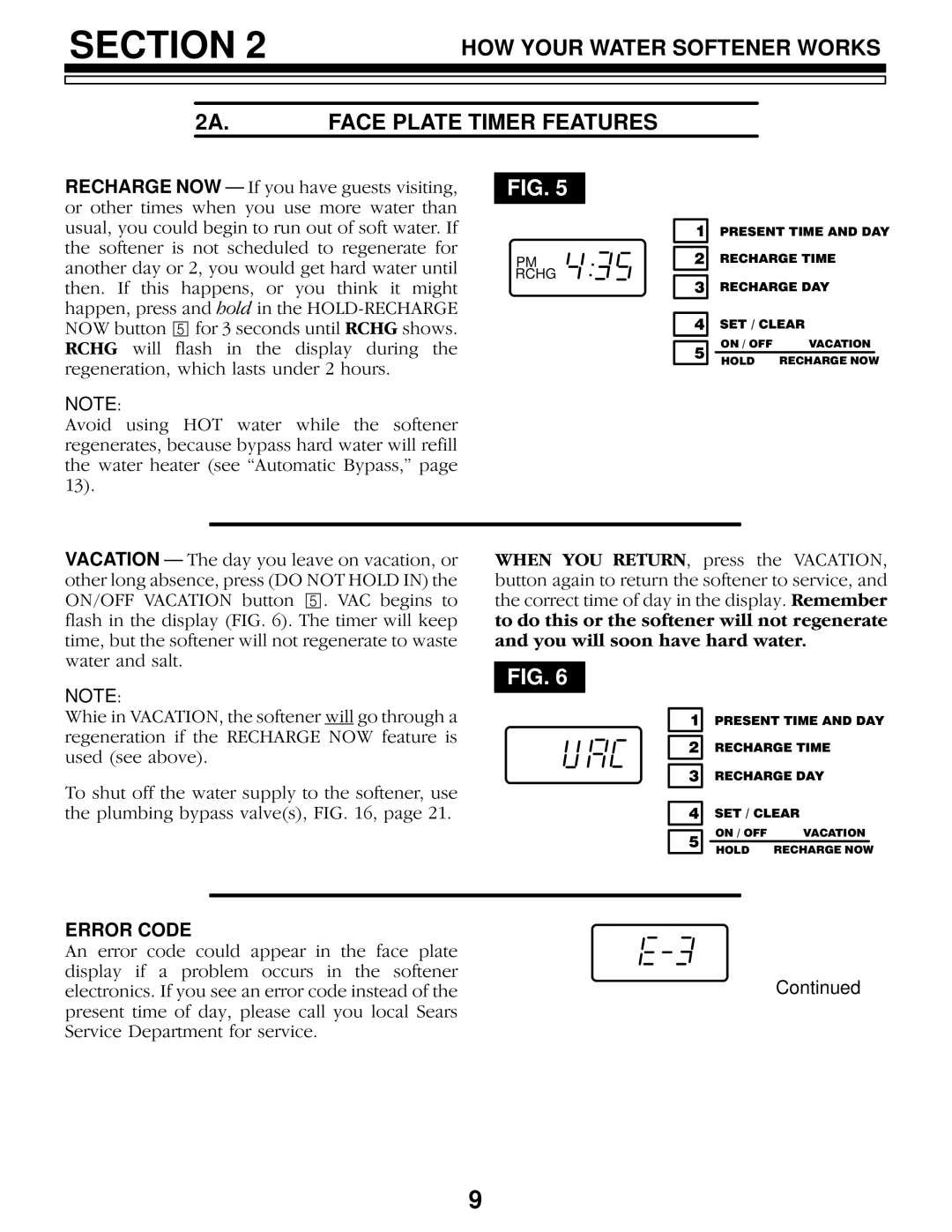 Kenmore 625.3483500, 625.3483400 owner manual HOW Your Water Softener Works Face Plate Timer Features, Error Code 