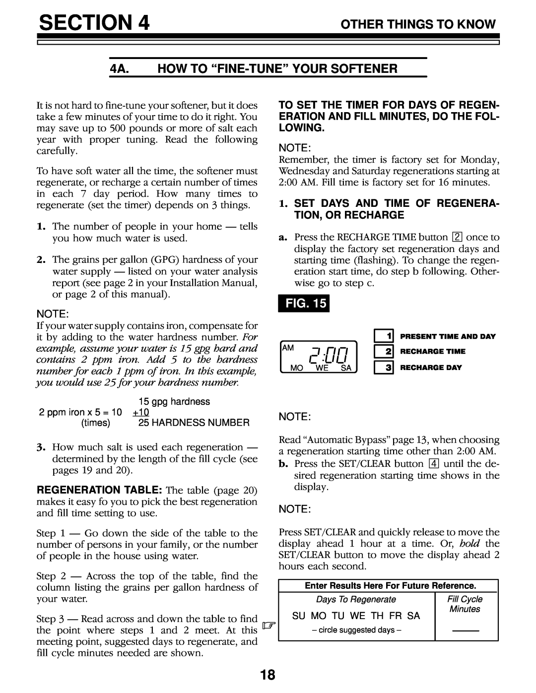 Kenmore 625.3483400, 625.3483500 owner manual Section, Other Things To Know, 4A. HOW TO ªFINE-TUNEº YOUR SOFTENER 