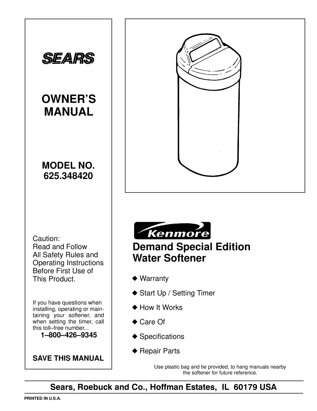 Kenmore 625.348420 owner manual Model no, Save this Manual 