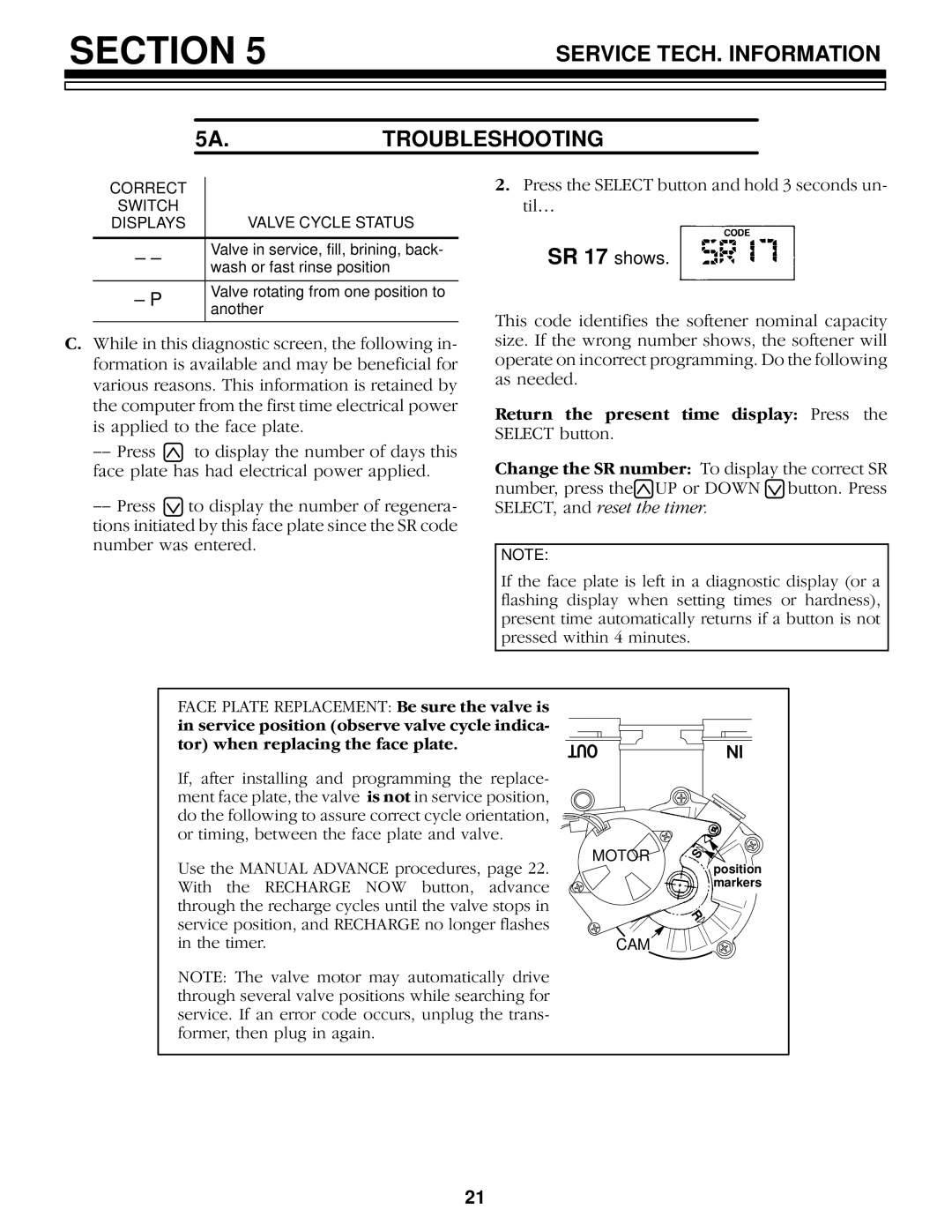 Kenmore 625.348420 owner manual Service TECH. Information Troubleshooting, SR 17 shows 