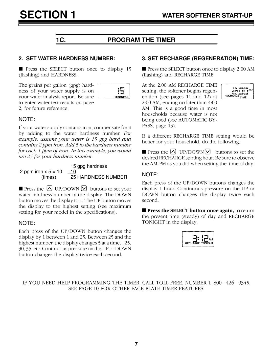 Kenmore 625.348420 owner manual SET Water Hardness Number, SET Recharge Regeneration Time 