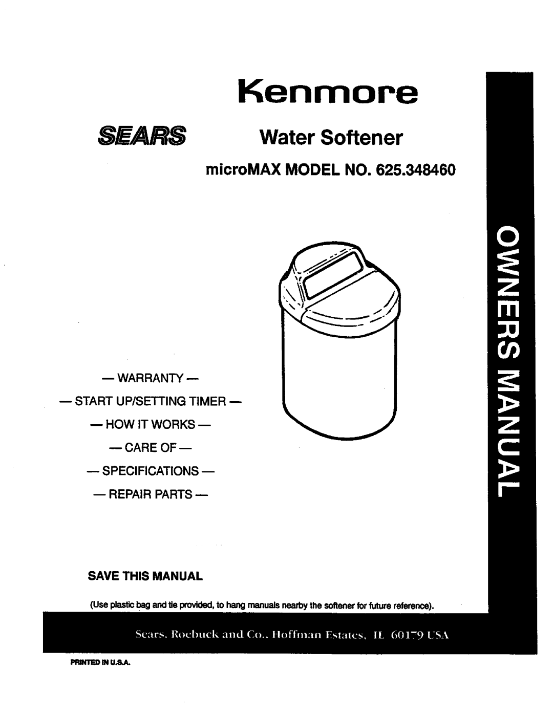 Kenmore 625.34846 warranty Start UP/SETTING Timer, Save this Manual 