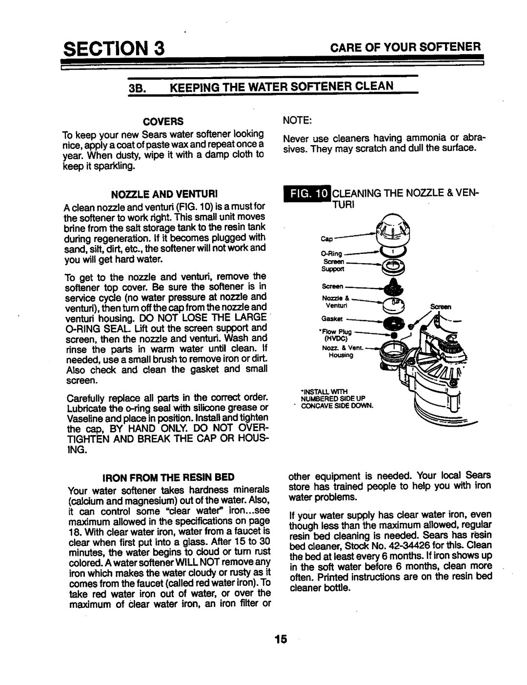 Kenmore 625.34846 warranty Keeping the Water Softener Clean 