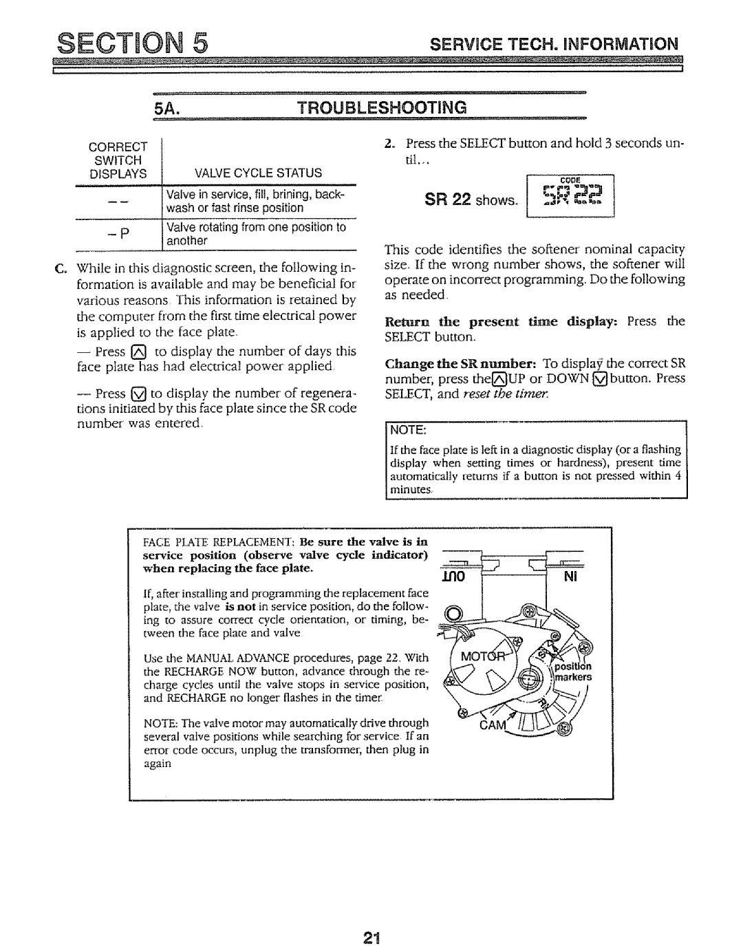 Kenmore 625.34847 warranty Se!Ton, Troubleshooting, Switch Displays Valve Cycle Status 