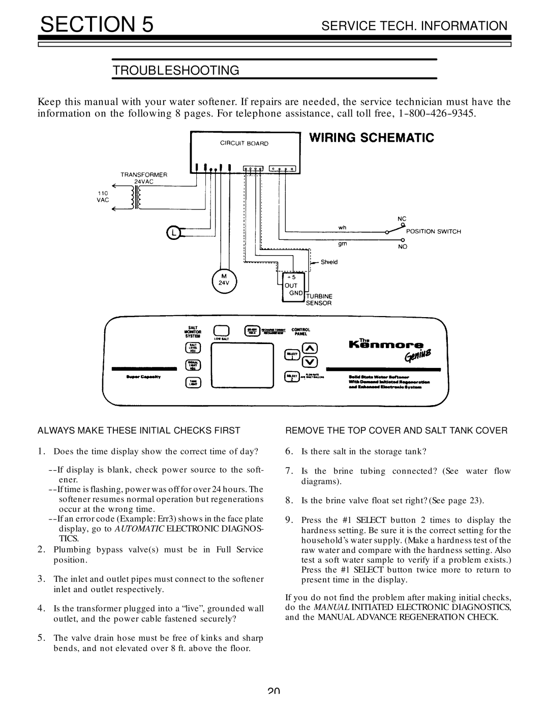 Kenmore 625.3485400, 625.3485500 Service TECH. Information Troubleshooting, Always Make These Initial Checks First 