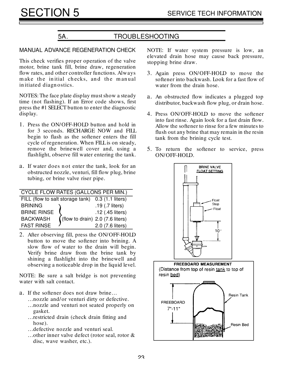 Kenmore 625.3485500, 625.3485400 owner manual Manual Advance Regeneration Check, Cycle Flow Rates Gallons PER MIN 