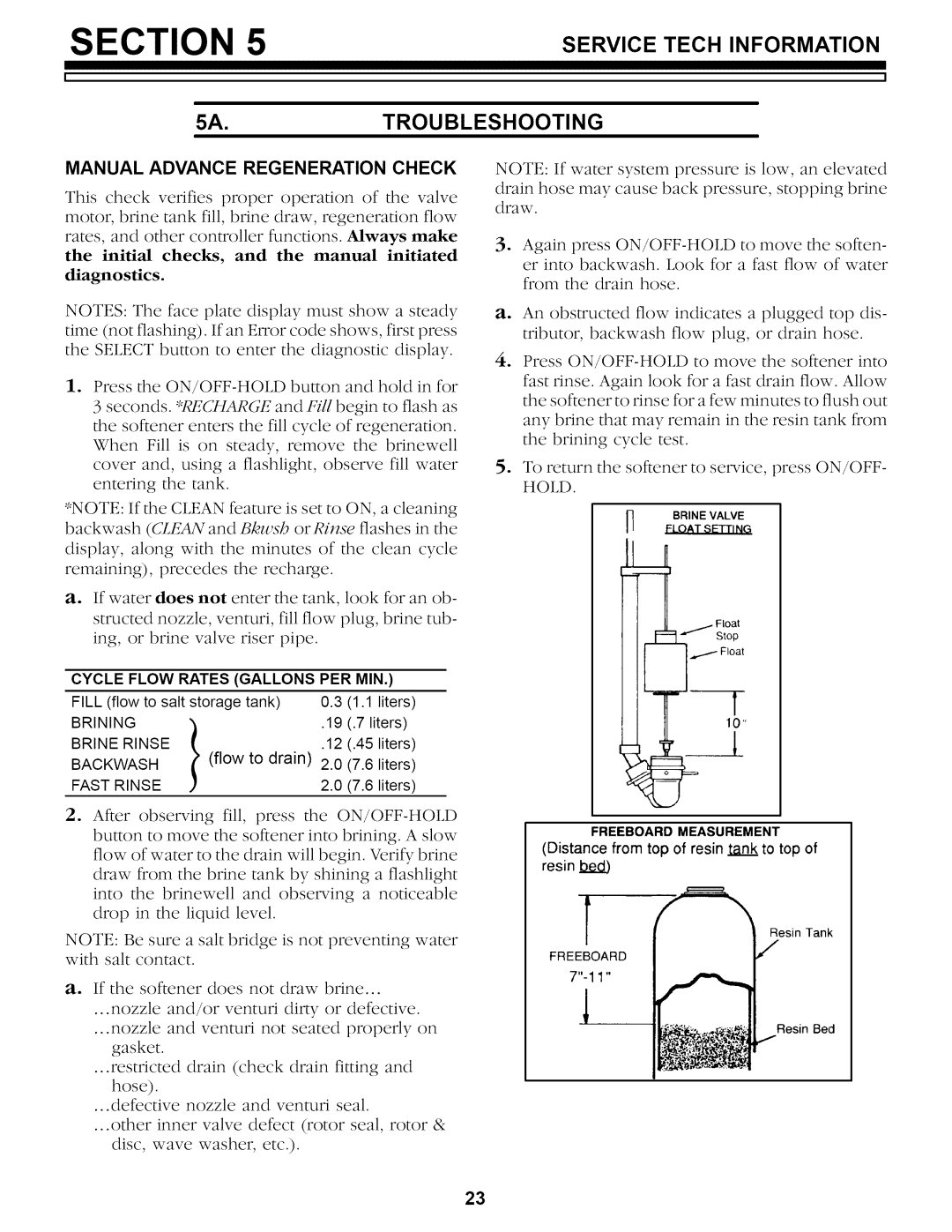 Kenmore 625.34857, 625.34859 owner manual Manual Advance Regeneration Check, Cycle Flow Rates Gallons PER MIN 