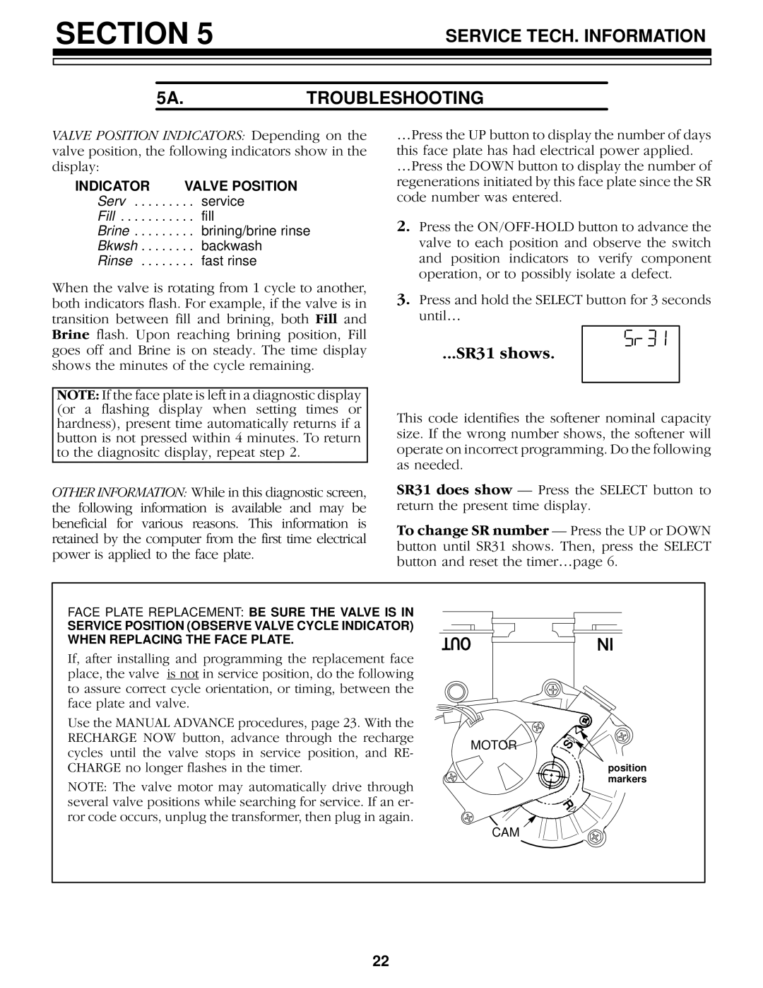 Kenmore 625.34859, 625.34857 owner manual SR31 shows, Indicator 