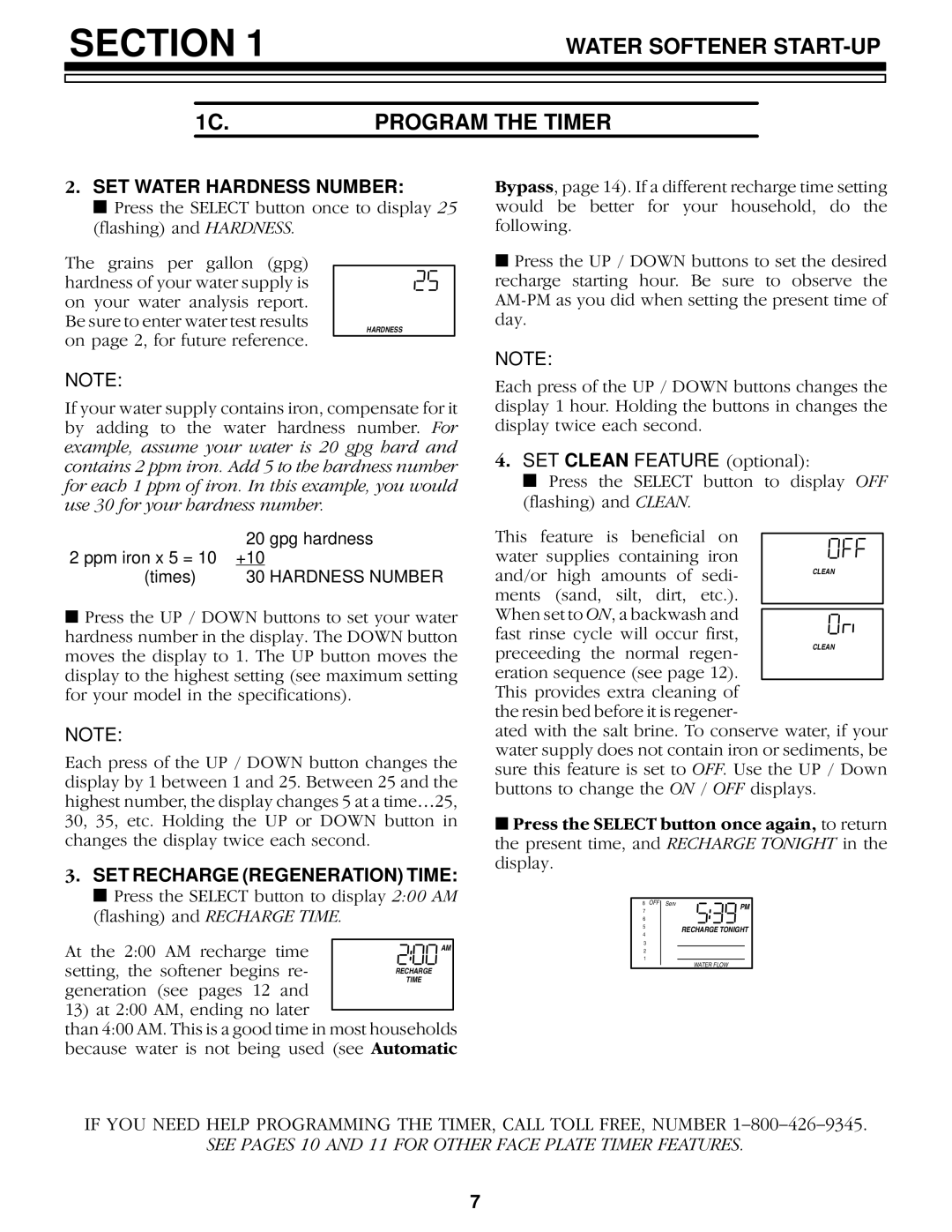 Kenmore 625.34857, 625.34859 owner manual SET Water Hardness Number, SET Recharge Regeneration Time 