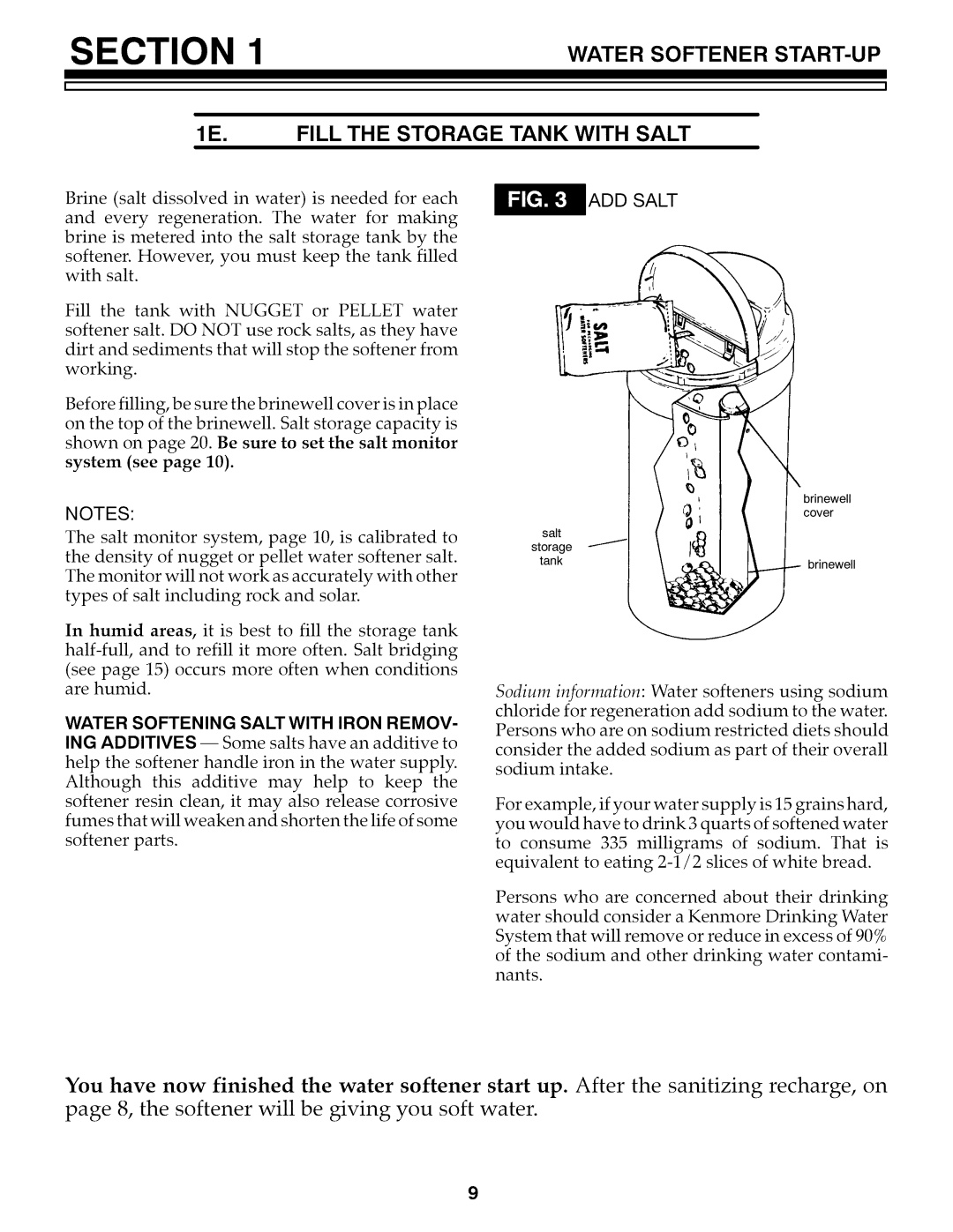 Kenmore 625.3486 owner manual Fill the Storage Tank with Salt, Water Softening Salt with Iron Remov, ADD Salt 