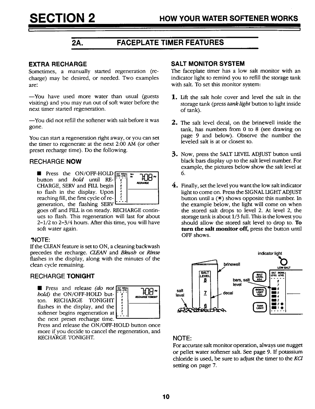 Kenmore 625.34867 2A.FACEPLATE Timer Features, HOW Your Water Softener Works, Extra Recharge, Salt Monitor System 