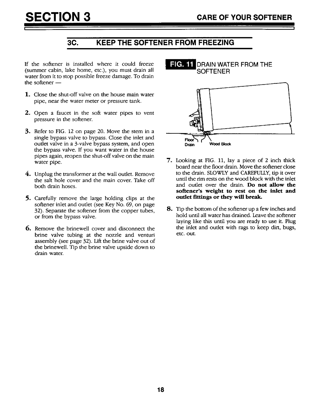 Kenmore 625.34867 owner manual 3C. Keep the Softener, From Freezing, Care of Your Softener 