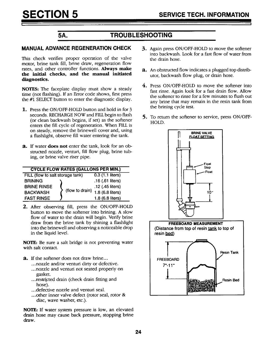 Kenmore 625.34867 owner manual Manual Advance Regeneration Check 