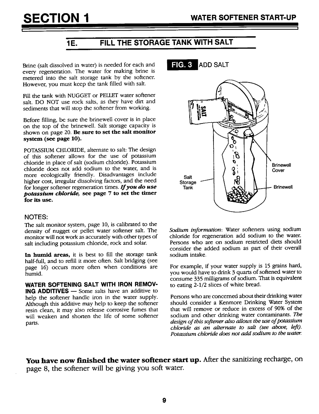 Kenmore 625.34867 owner manual Fill the Storage Tank with Salt, ADD Salt, Water Softening Salt with Iron Remov 