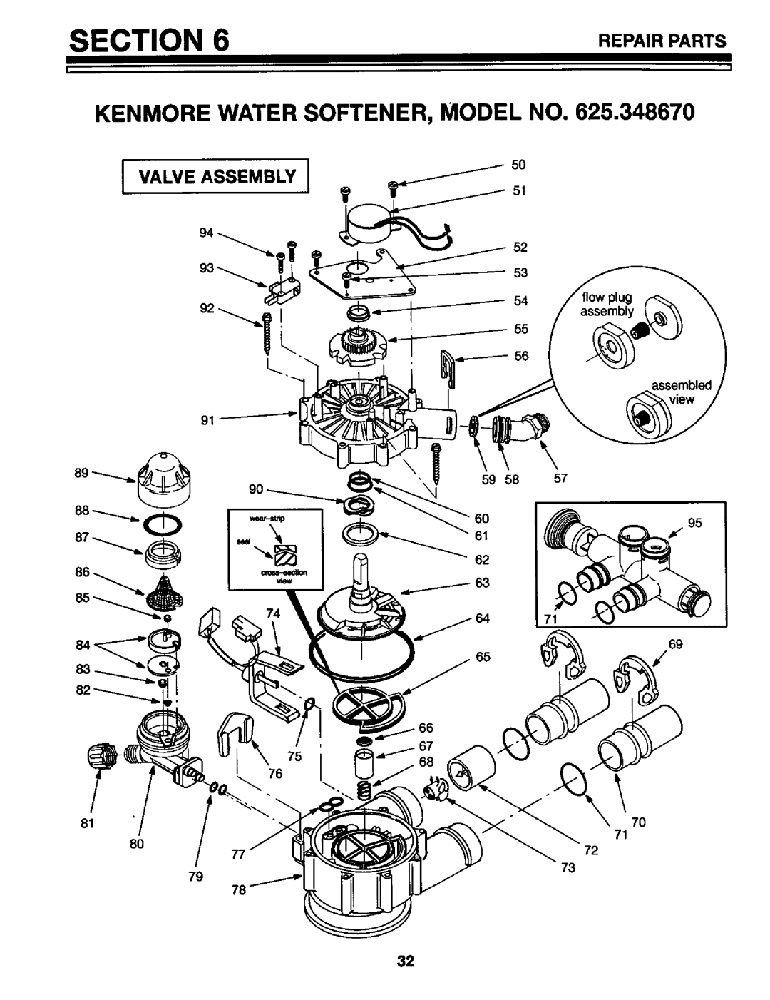 Kenmore 625.34867 owner manual Section, R,=P,,,Irparts, Kenmore Water Softener, Model No 