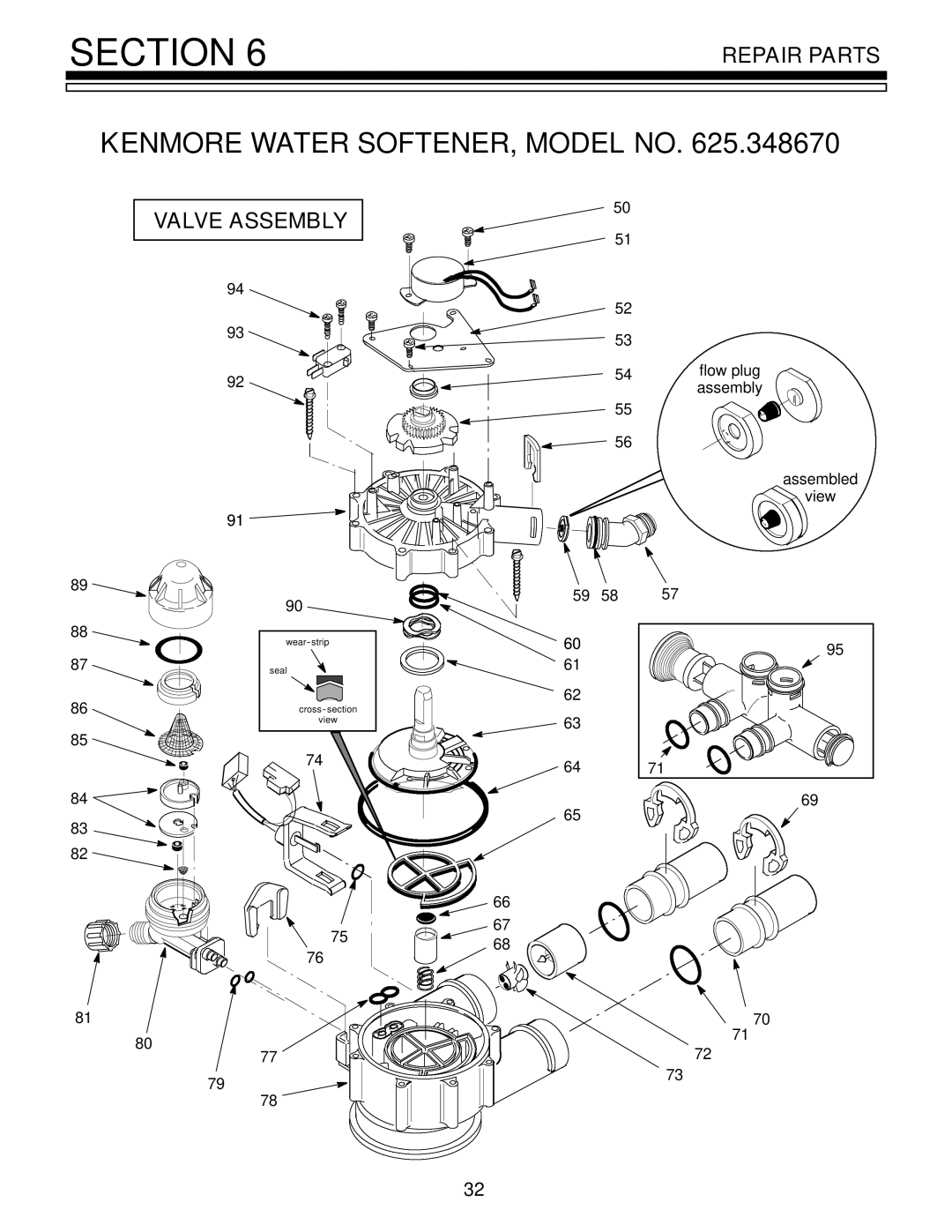 Kenmore 625.348670 owner manual Valve Assembly 