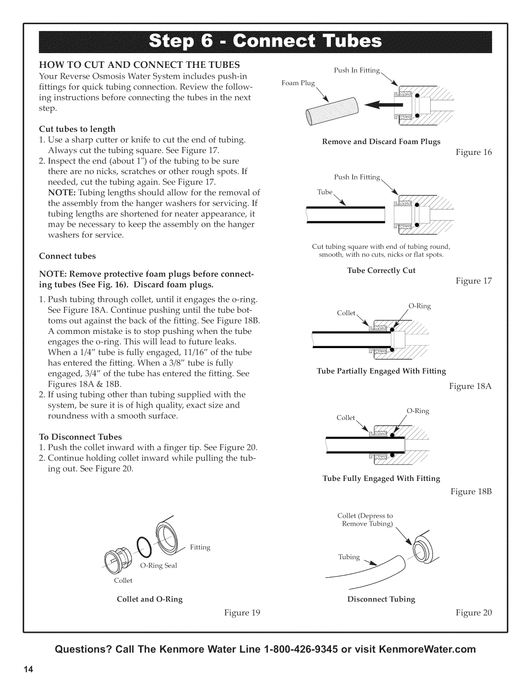 Kenmore 625.38156 owner manual HOW to CUT and Connect the Tubes, Remove and Discard Foam Plugs 