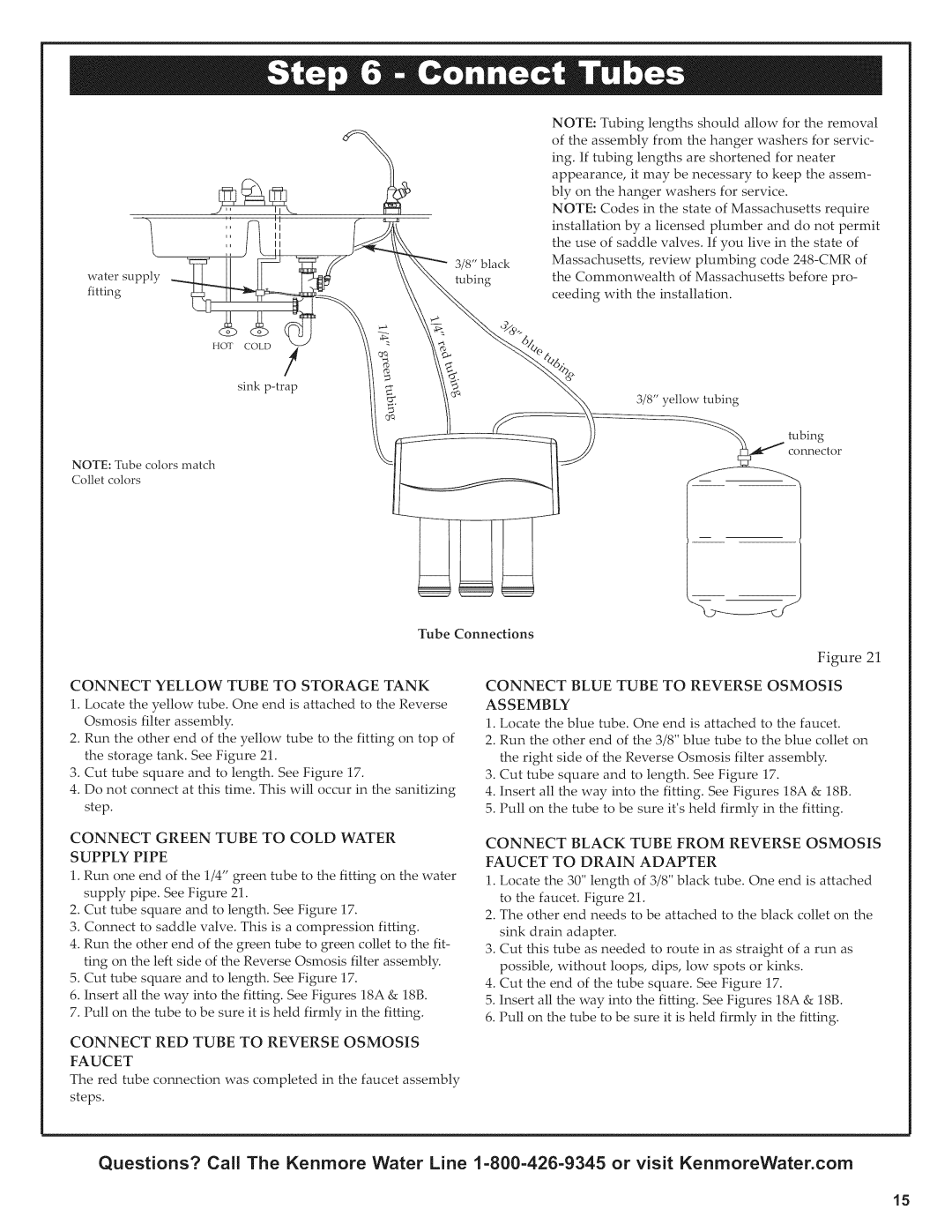 Kenmore 625.38156 owner manual Connect RED Tube to Reverse Osmosis Faucet 