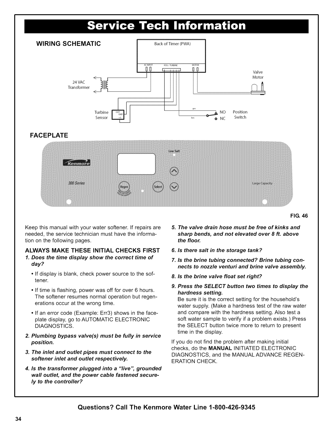 Kenmore 625.38306 owner manual Wiring Schematic, Always Make These Initial Checks First, Eration Check 