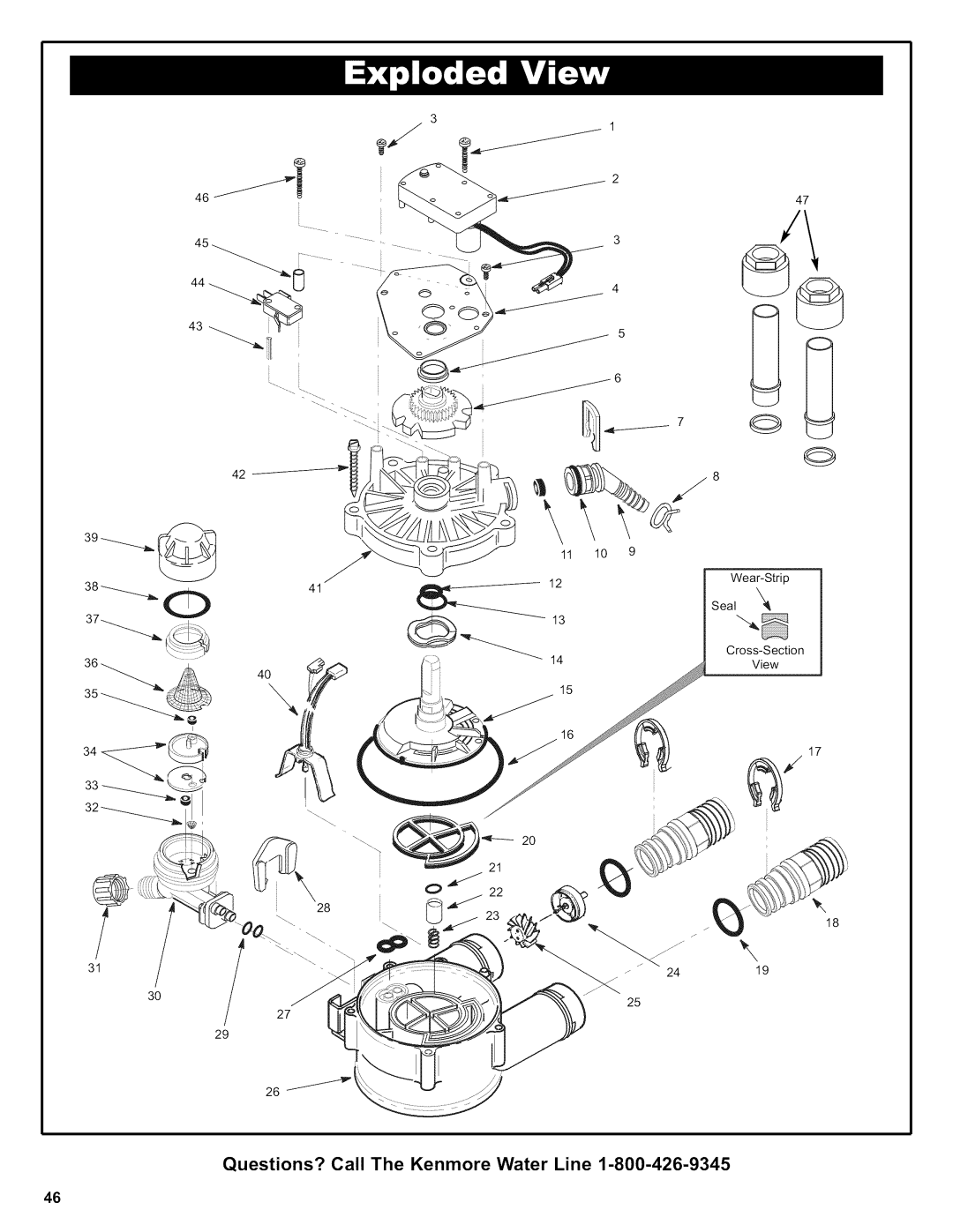 Kenmore 625.38306 owner manual 11 10 Wear-Strip Seal Cross-Section View 