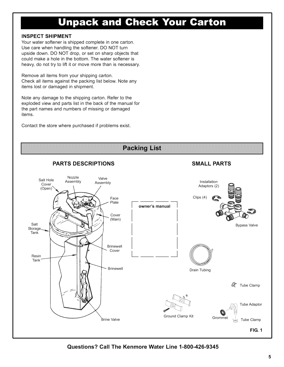 Kenmore 625.38306 owner manual Parts Descriptions Small 