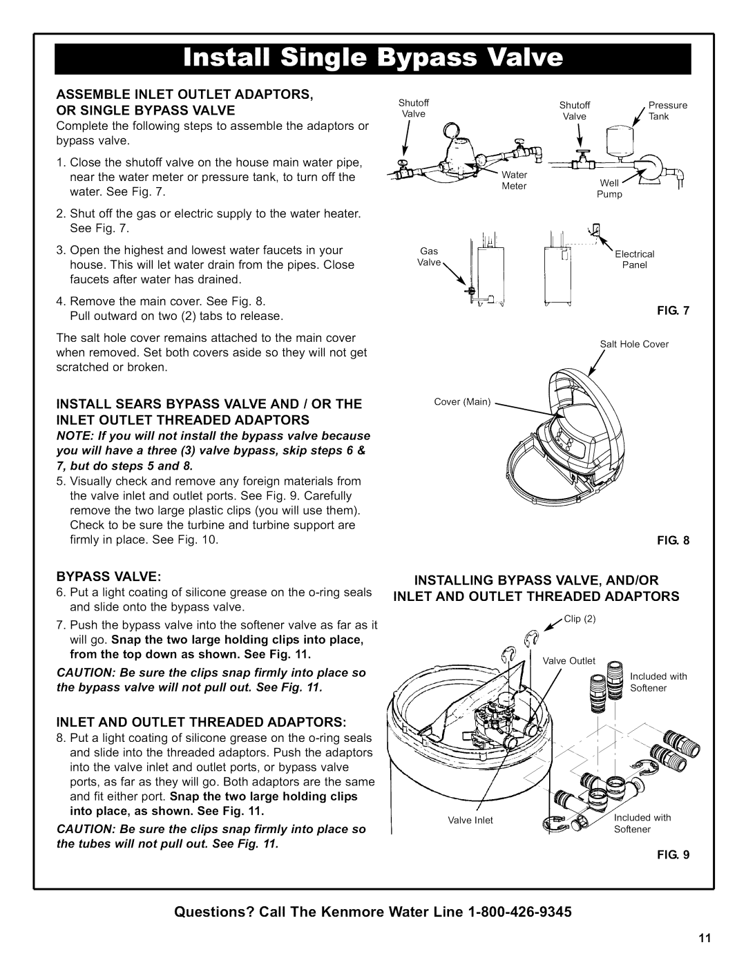 Kenmore 625.39356, 625.38356 Assemble Inlet Outlet ADAPTORS, or Single Bypass Valve, Inlet and Outlet Threaded Adaptors 