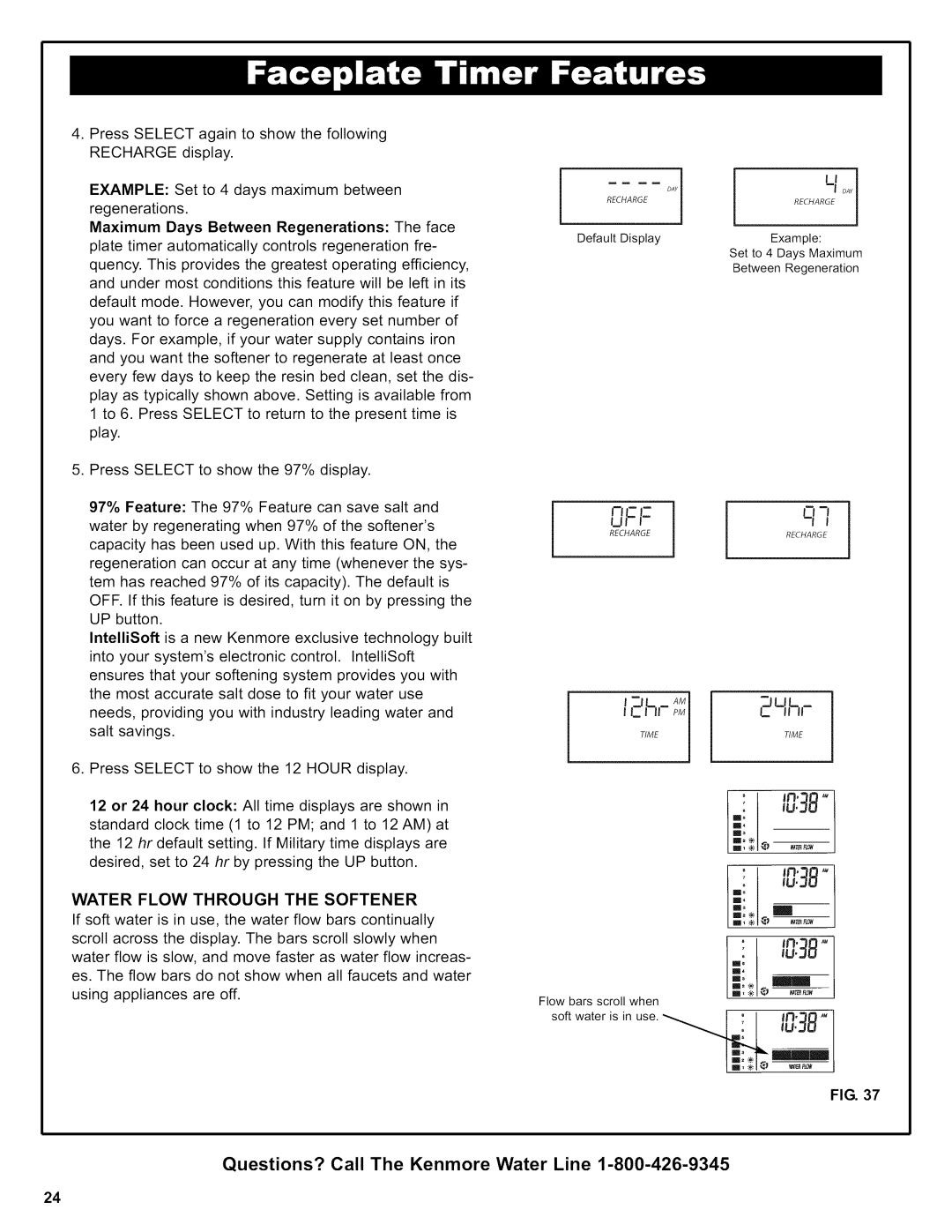 Kenmore 625.38356 owner manual 2Hh,=, Water Flow Through the Softener 