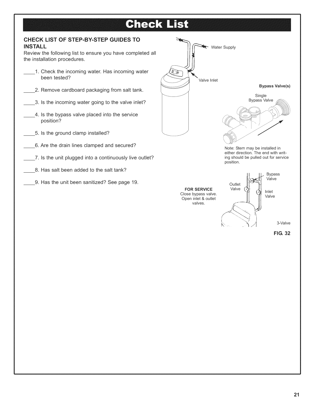 Kenmore 625.38376 CHECKLiST of STEP-BY-STEP Guides to INSTALL, Installed?, Are the drain lines clamped and secured? 