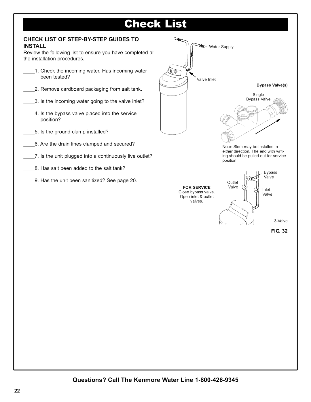 Kenmore 625.38426 owner manual Check List of STEP-BY-STEP Guides to Install, Unit plugged Into a continuously live outlet? 