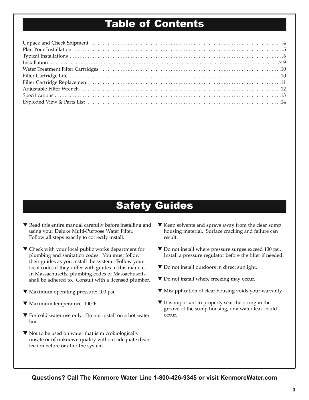 Kenmore 625.38445 owner manual Table of Contents, Safety Guides 