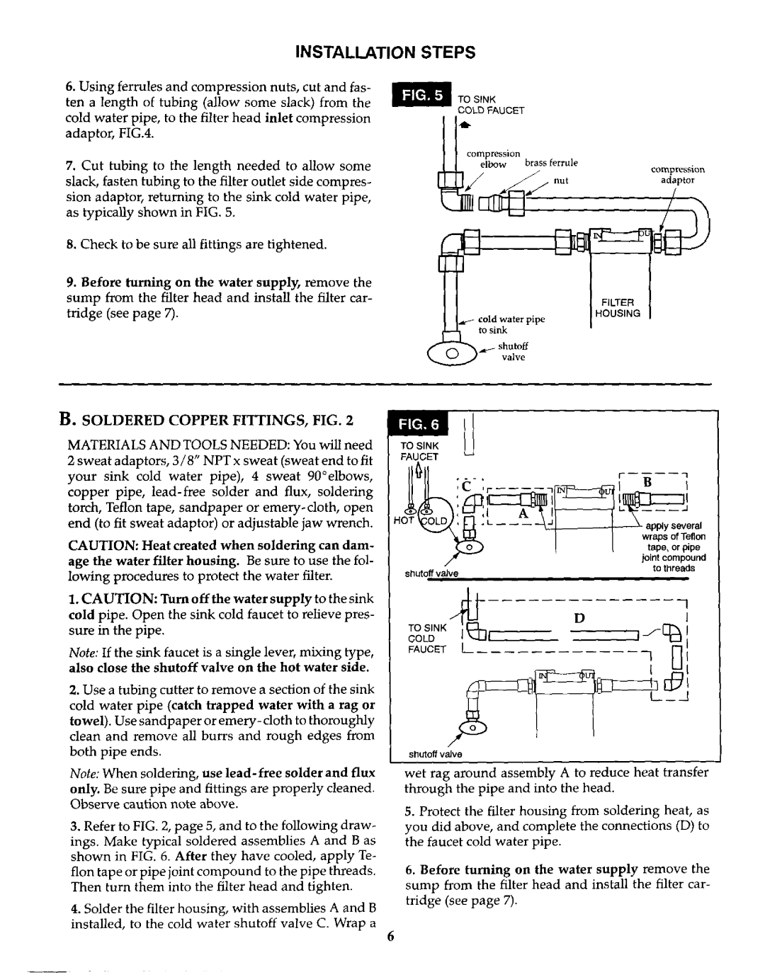 Kenmore 625.3845 owner manual Era, Soldered Copper FITTINGS, FIG 