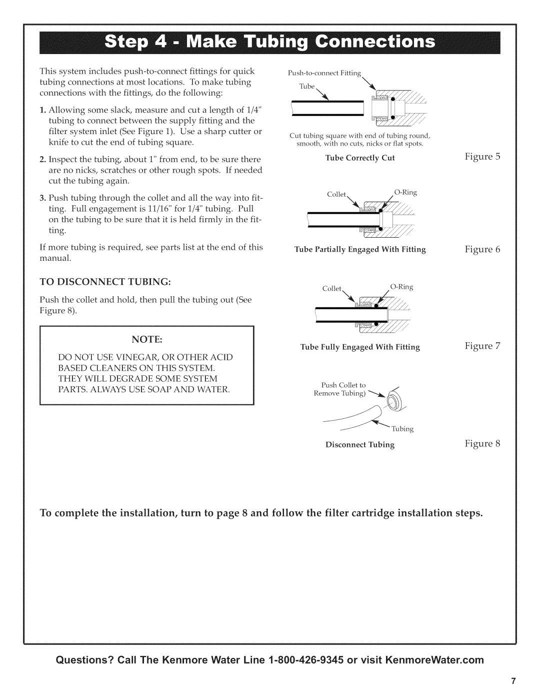 Kenmore 625.38454 owner manual To Disconnect Tubing 