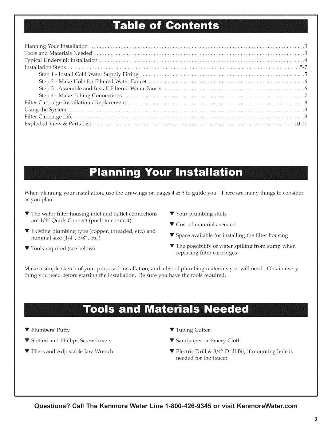 Kenmore 625.38454 owner manual Planning 