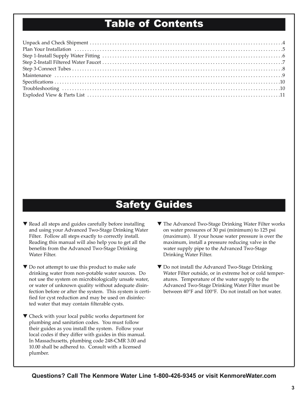 Kenmore 625.38501 manual Table of Contents, Safety Guides 