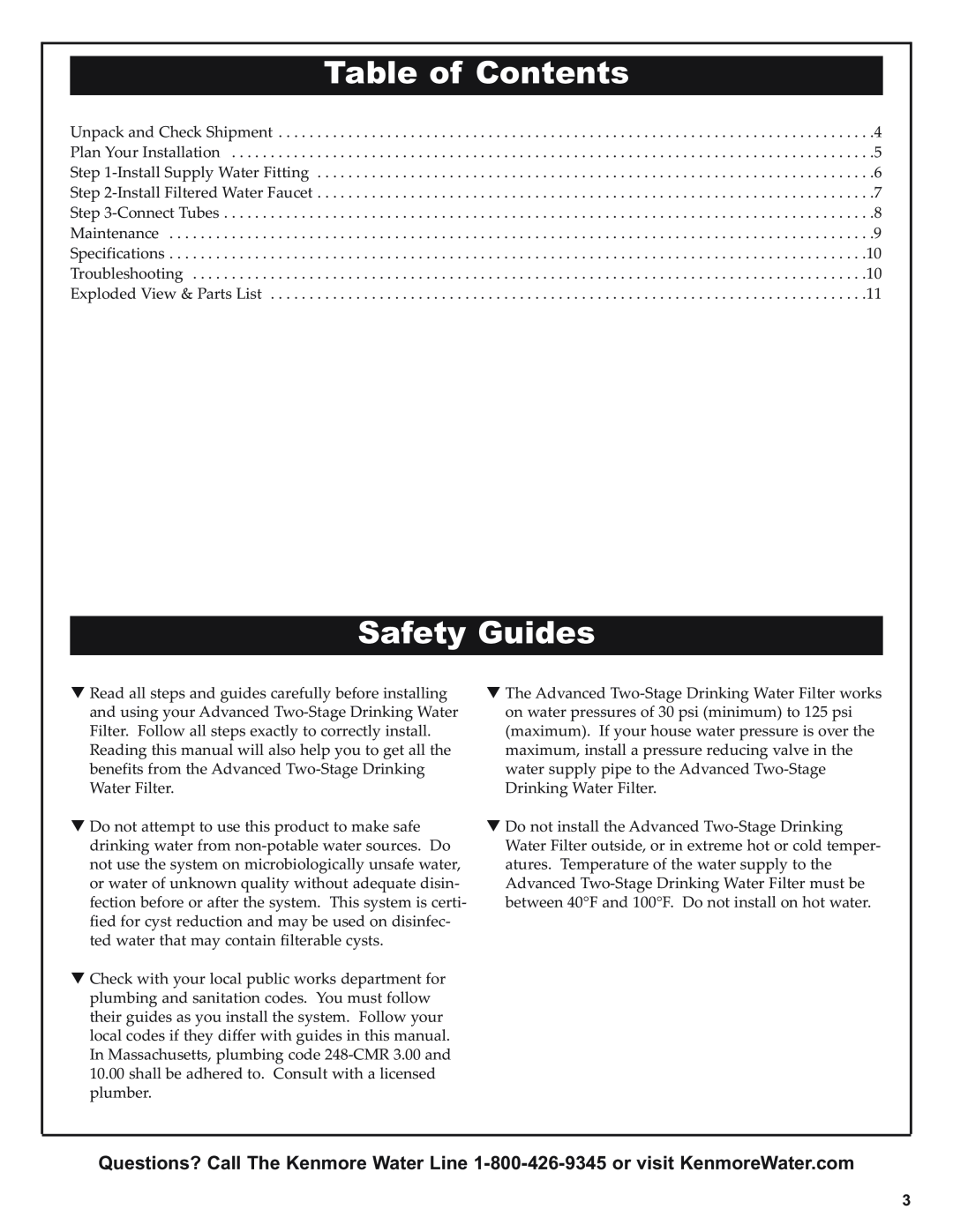 Kenmore 625.38501 manual Table of Contents, Safety Guides 