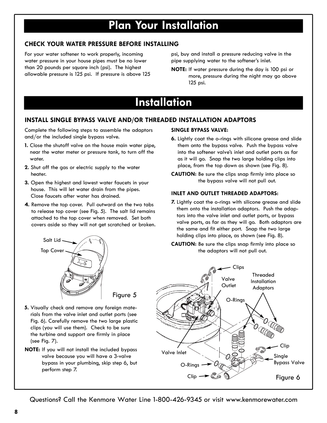 Kenmore 625.385200 manual Installation, Check Your Water Pressure Before Installing 