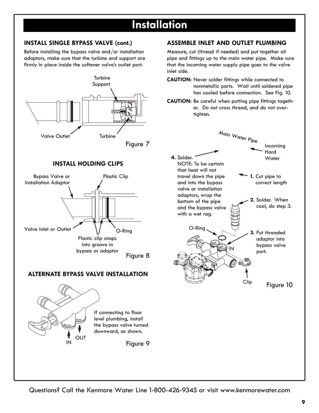 Kenmore 625.385200 manual Alternate Bypass Valve Installation, Bypass Valve or Plastic Clip 