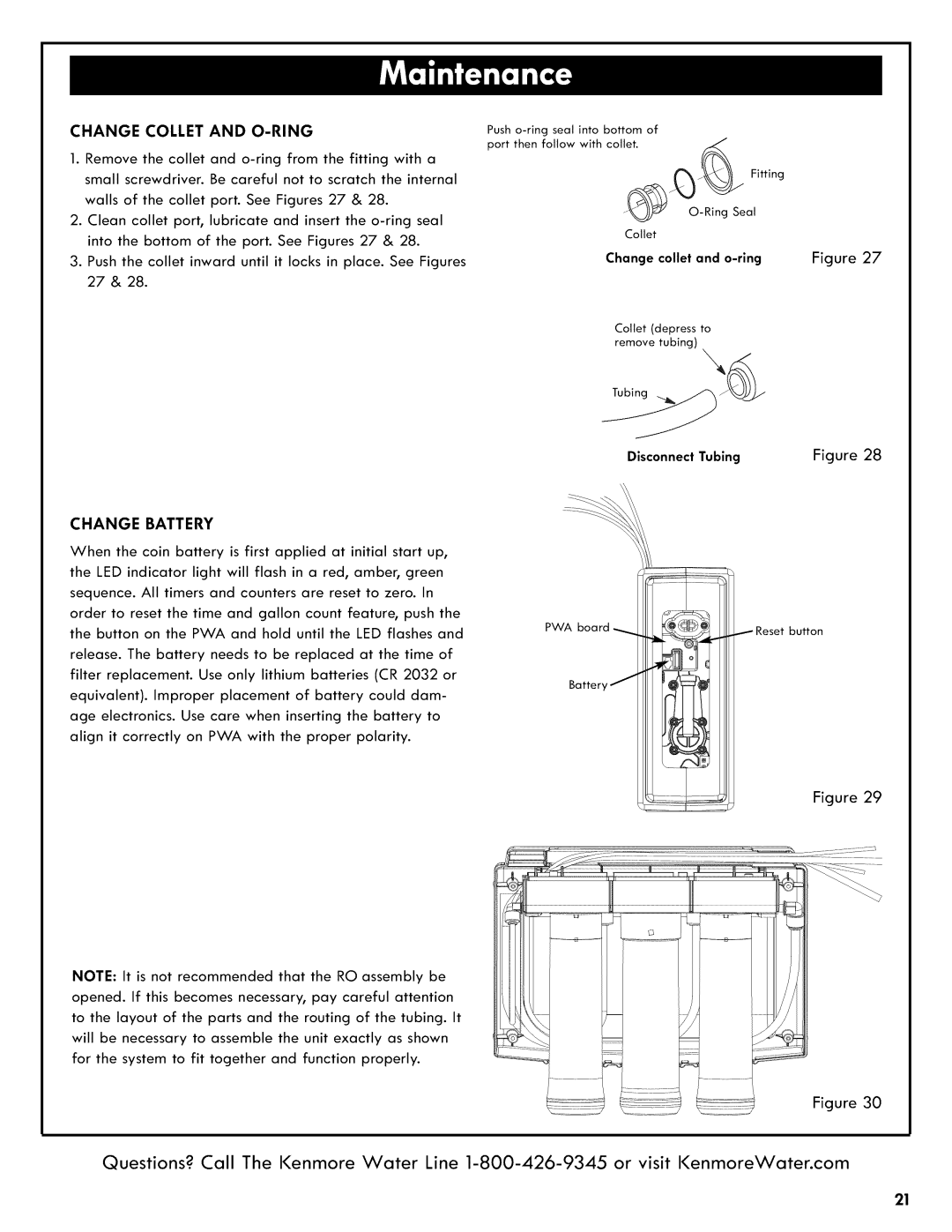 Kenmore 625.38556 owner manual Change Collet and O-RING, Change Battery 