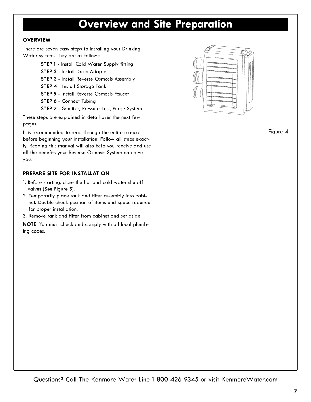 Kenmore 625.38556 owner manual Overview, Prepare Site for Installation 