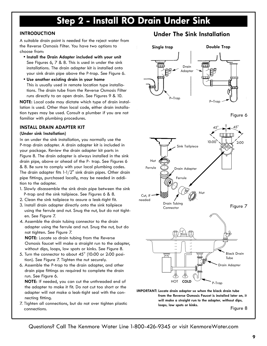 Kenmore 625.38556 owner manual Introduction, Install Drain Adapter KIT 