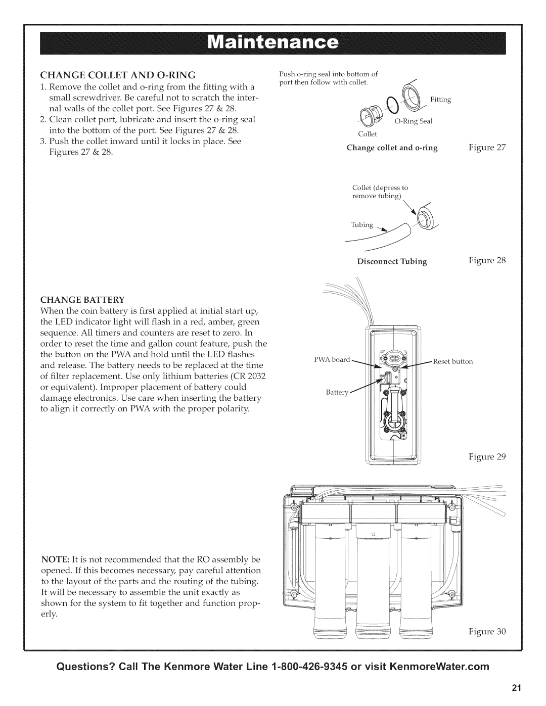 Kenmore 625.38556 owner manual Change Collet and O-RING, Change Battery 