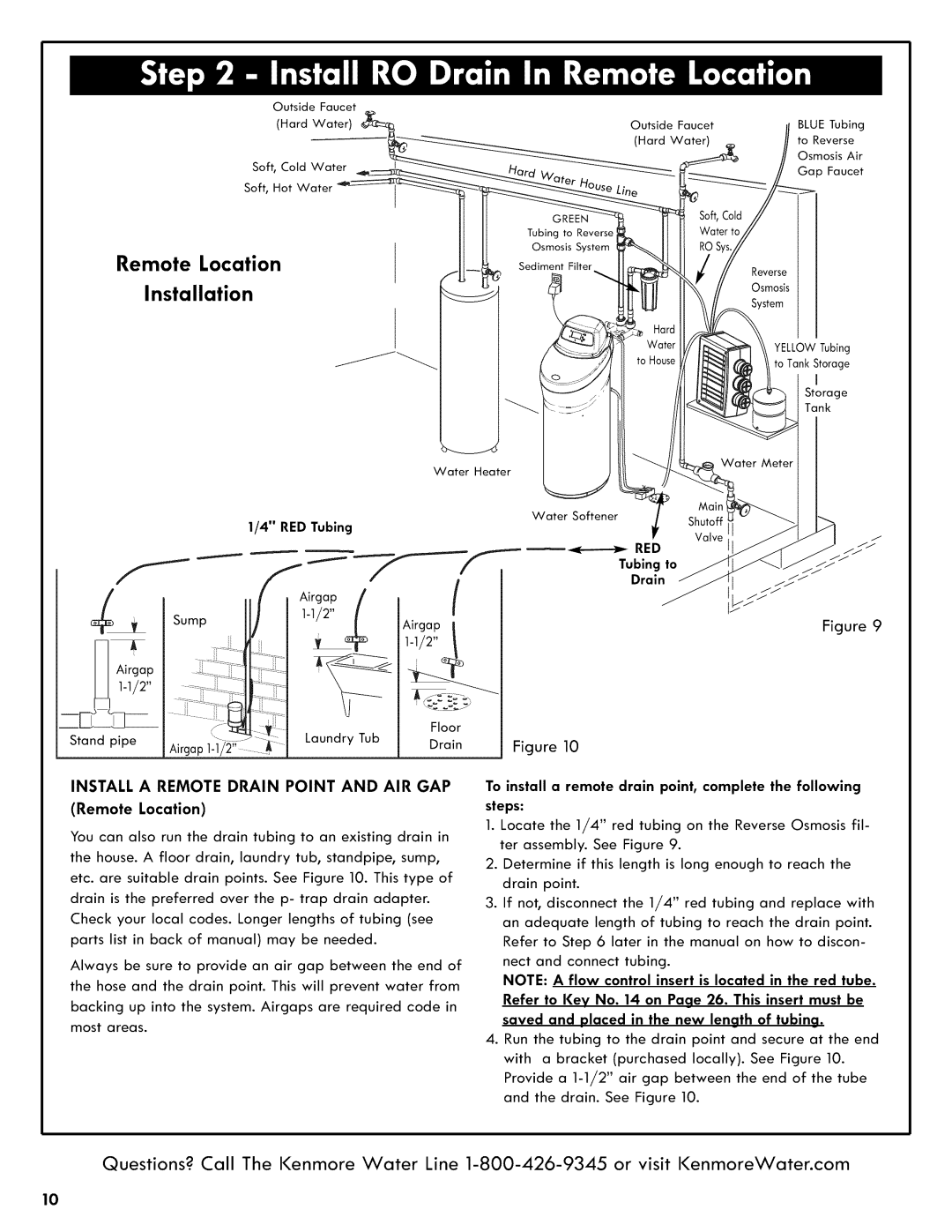 Kenmore 625.38556 owner manual Remote Location, Install a Remote Drain Point and AIR GAP 