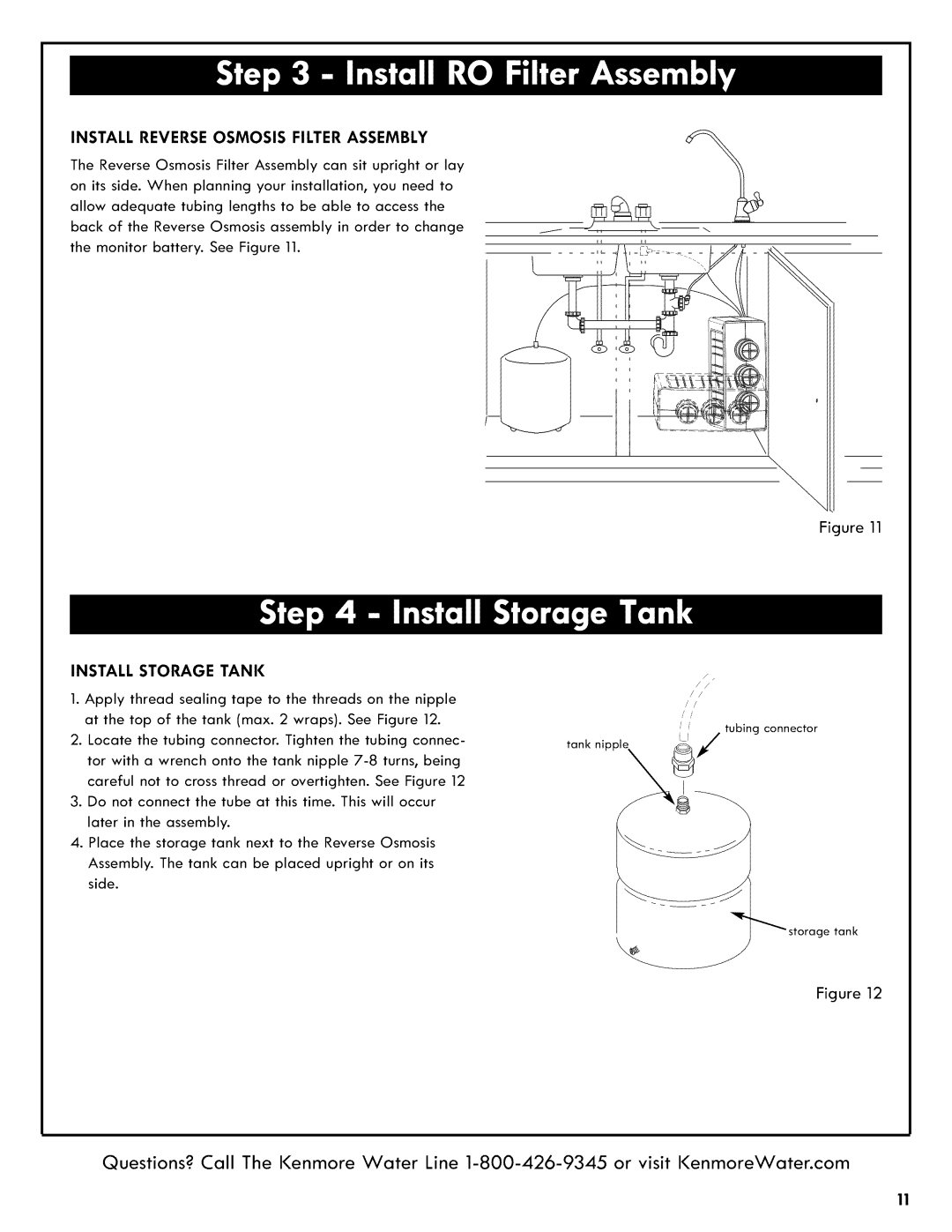 Kenmore 625.38556 owner manual Installreverseosmosisfilterassembly, Install Storage Tank 