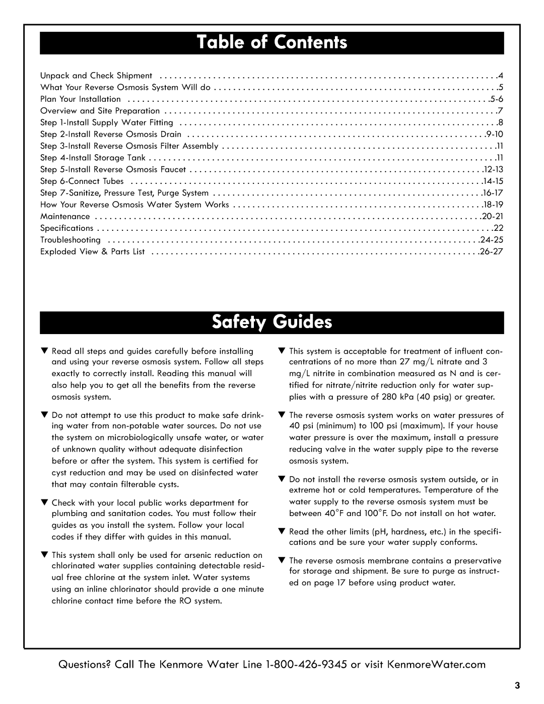 Kenmore 625.38556 owner manual Osmosis 