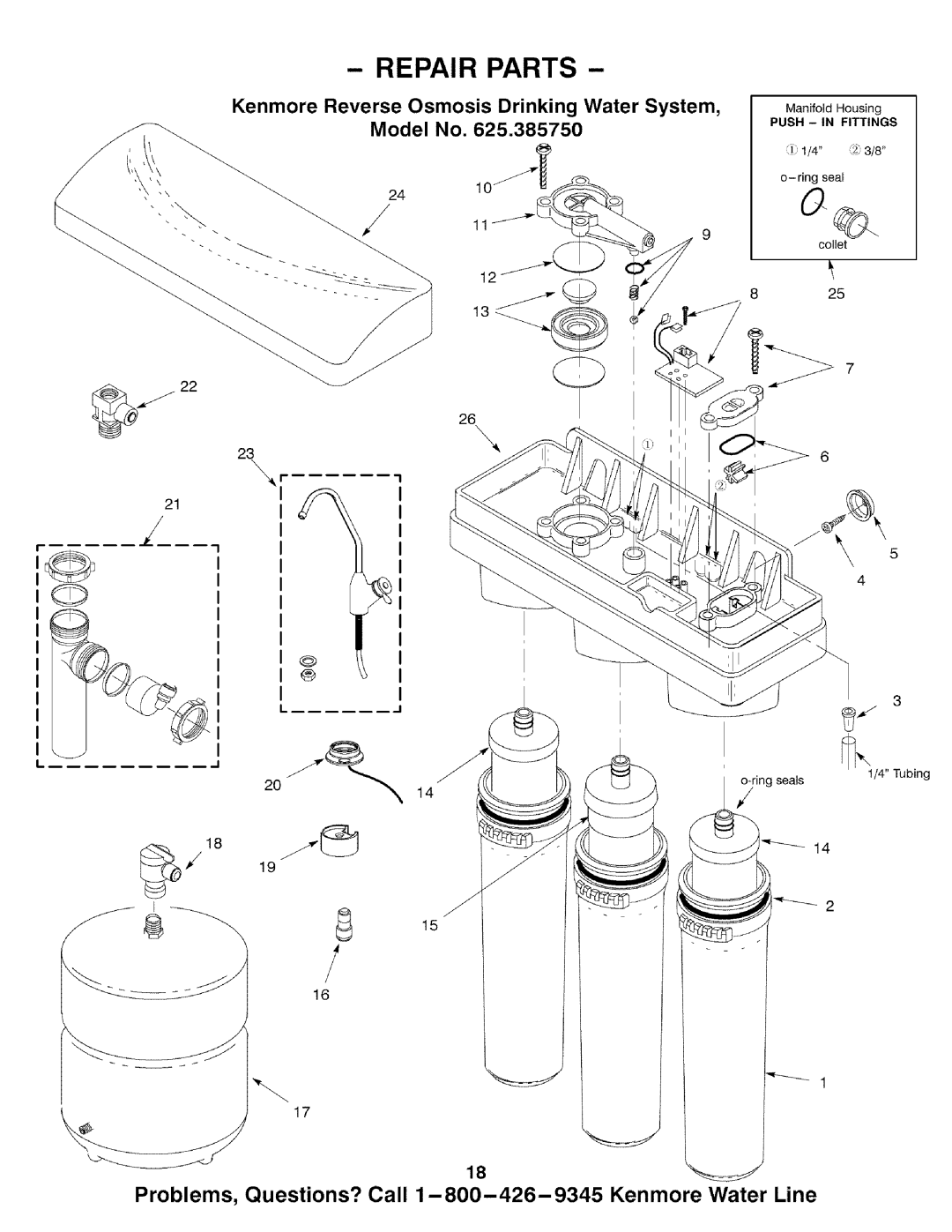 Kenmore 625.38575 owner manual Repair Parts 